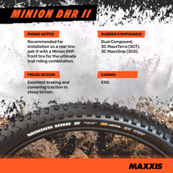 Pneu tr. souple Maxxis Minion DHR II Exo / Tubeless Ready
