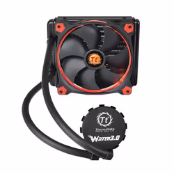 Thermaltake Water 3.0 Riing Red 140, Refroidisseur de liquide tout-en-un, 40,6 cfm, Noir, Rouge