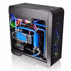 Thermaltake Core V71 Tempered Glass Edition, Full Tower, PC, Noir, ATX, EATX, micro ATX, SPCC, Verre trempé, Bleu