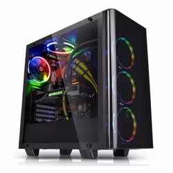 Thermaltake View 21 Tempered Glass Edition, Midi Tower, PC, Noir, ATX, micro ATX, Mini-ITX, SPCC, Verre trempé, 16 cm