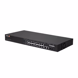 Edimax GS-5216PLC commutateur réseau Géré Gigabit Ethernet (10/100/1000) Connexion Ethernet, supportant l'alimentation via ce port (PoE) Noir