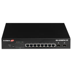 Edimax GS-5208PLG V2 commutateur réseau Géré Gigabit Ethernet (10/100/1000) Connexion Ethernet, supportant l'alimentation via ce port (PoE) Noir
