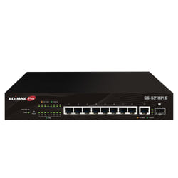 Edimax Switch GS-5210PLG Géré Gigabit Ethernet (10/100/1000) Connexion Ethernet, supportant l'alimentation via ce port (PoE) Noir