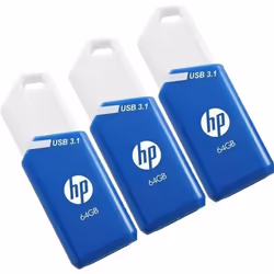 PNY x755w Triple Pack, 64 Go, USB Type-A, 3.2 Gen 1 (3.1 Gen 1), 75 Mo/s, Slide, Bleu, Blanc