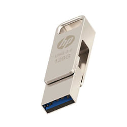 Clé USB OTG Métal - HP - 128GB - HP x206c - Type-C/Type-A - Vitesse de lecture 120Mo/s - Clé rotative métallique
