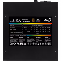 Aerocool LUX RGB 750M unité d'alimentation d'énergie 750 W 20+4 pin ATX Noir