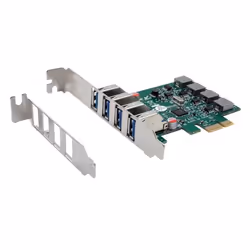 EXSYS EX-11044, PCIe, USB 3.2 Gen 1 (3.1 Gen 1), Femelle, Hauteur totale / Profil bas, 4x External USB 3.2 Gen 1 A-female, Ve ...