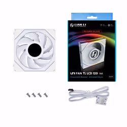 Lian Li 12RTLLCD1W système de refroidissement d’ordinateur Boitier PC Ventilateur 12 cm Blanc 1 pièce(s)
