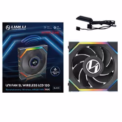 Lian Li UNI FAN SL Wireless LCD 120 Reverse Blade, Ventilateur, 12 cm, Noir