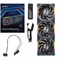 Lian Li UNI FAN SL Wireless LCD 120 Reverse Blade, Ventilateur, 12 cm, Noir