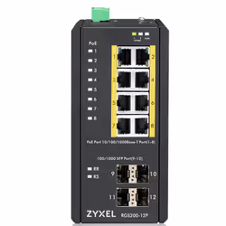 Zyxel RGS200-12P Géré L2 Gigabit Ethernet (10/100/1000) Connexion Ethernet, supportant l'alimentation via ce port (PoE) Noir