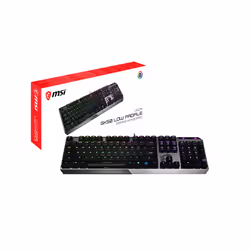 MSI Vigor GK50 Low Profile, Taille réelle (100 %), USB, Clavier mécanique, QWERTY, LED RGB, Noir, Métallique