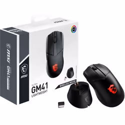 MSI Clutch GM41 Lightweight Wireless, Droitier, Optique, RF sans fil, 20000 DPI, 1 ms, Noir
