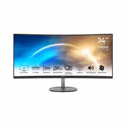 MSI PRO MP341CQDE, 86,4 cm (34"), 3440 x 1440 pixels, UltraWide Quad HD, Noir
