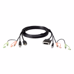 ATEN Câble KVM USB HDMI à DVI-D 1,8 m avec audio, 1,8 m, Noir, HDMI Type A (Standard), DVI-D, Mâle, Mâle