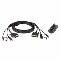 ATEN Kit de câbles KVM sécurisé DVI-D Dual Link USB 1,8 M, 1,8 m, DVI-D, Noir, USB Type-A/3.5mm/DVI-D, USB Type-B/3.5mm/DVI-D ...