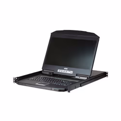 ATEN Commutateur KVM VGA grand écran LCD à un seul rail PS/2-USB 8 ports, 1366 x 768 pixels, HD, Grille de montage, 1U, Noir
