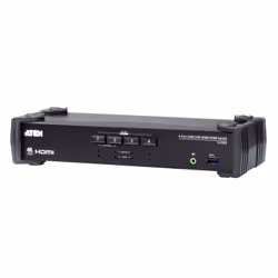 ATEN Commutateur KVMP™ HDMI 4K 4 ports USB 3.0 avec mode de mélangeur audio, 4096 x 2160 pixels, 4K Ultra HD, 2,535 W, Noir