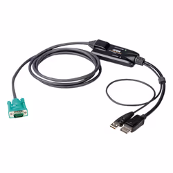 ATEN Convertisseur de console DisplayPort, 1,8 m, USB, DisplayPort, Noir, USB Type A + DisplayPort, SPHD-15