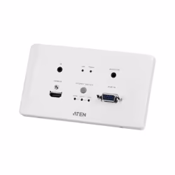 ATEN Émetteur HDBaseT HDMI et VGA avec Plaque murale UE / PoH (4K à 100 m) (HDBaseT Classe A), 4096 x 2160 pixels, Émetteur A ...