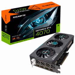 Gigabyte EAGLE GV-N4070EAGLE OC-12GD, GeForce RTX 4070, 12 Go, GDDR6X, 192 bit, 7680 x 4320 pixels, PCI Express 4.0