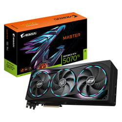 GIGABYTE AORUS GeForce RTX 5070 Ti MASTER 16G Carte Graphique - 16Go GDDR7, 256 bits, PCI-E 5.0, XXXX MHz Core Clock, 3 x DP 2.1a, 1 x HDMI 2.1b, NVIDIA DLSS 4, GV-N507TAORUS M-16GD