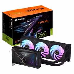 GIGABYTE AORUS GeForce RTX 5080 XTREME WATERFORCE 16G Carte Graphique - 16 Go GDDR7, 256 bits, PCI-E 5.0, 2805MHz Core Clock, ...