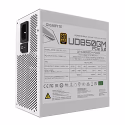 GIGABYTE UD850GM PG5W Bloc d'Alimentation - PCIe 5.0, 80 PLUS Gold, Design entièrement modulaire, Ventilateur 120 mm, Compatible ATX 3.0, Prise EU