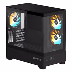 GIGABYTE C201 PANORAMIC Boîtier PC – Tour Moyenne, m-ATX, prise en charge radiateur 360 mm, 3 ventilateurs préinstallés, USB 3.0, compatible RGB Fusion
