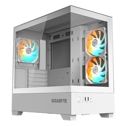 GIGABYTE C201 PANORAMIC ICE Boîtier PC – Moyen Tour, m-ATX, compatible radiateur 360 mm, 3 ventilateurs préinstallés, USB 3.0, compatible RGB Fusion