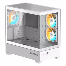 GIGABYTE C201 PANORAMIC ICE Boîtier PC – Moyen Tour, m-ATX, compatible radiateur 360 mm, 3 ventilateurs préinstallés, USB 3.0, compatible RGB Fusion
