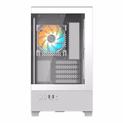 GIGABYTE C201 PANORAMIC ICE Boîtier PC – Moyen Tour, m-ATX, compatible radiateur 360 mm, 3 ventilateurs préinstallés, USB 3.0, compatible RGB Fusion