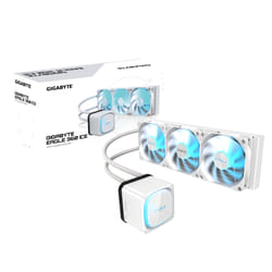 GIGABYTE EAGLE 360 ICE Système de Refroidissement Liquide pour CPU - 3x120mm Ventilateurs ARGB, écran LCD couleur, DAISY-CHAIN, Compatible Intel LGA 1851 et AMD AM5