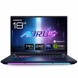 GIGABYTE AORUS MASTER 18 BZH Ordinateur Portable Gaming - 18,0“, 240Hz WQXGA, Intel Core 275HX, NVIDIA RTX 5090 GPU, 64Go DDR5 5600MHz, 2 x Gen4 1To SSD, Windows 11 Pro, Garantie 2 ans, AORUS MASTER 18 BZHC6FRD45SP
