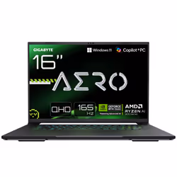 GIGABYTE AERO X16 WH Ordinateur Portable Gaming – 16“, 165Hz WQXGA, Ryzen AI 7 350, NVIDIA RTX 5070, 32Go DDR5 5200MHz, SSD Gen4 1To, Win 11 Home, Garantie 2 ans, Dolby Atmos, AERO X16 1WH93FRC64DH