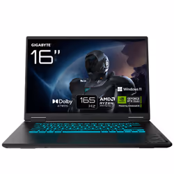 GIGABYTE GAMING A16 Ordinateur Portable – 16“, 165Hz WUXGA, Ryzen 7 260, RTX 5050, 16Go DDR5 5200MHz, 1xSSD Gen4 512Go, Windo ...