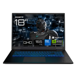 GIGABYTE GAMING A18 PC portable - 18“, 165Hz WUXGA, Intel Core 7 240H, RTX 5070 Ti, 32Go LPDDR5x 5600MHz, SSD Gen4 1To, Win11, Garantie 2 ans, Dolby Atmos, GAMING A18 PRO DXJG3FRBC4SH