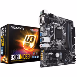 GIGABYTE B360M DS3H, Intel, LGA 1151 (Emplacement H4), Intel® Celeron®, LGA 1151 (Emplacement H4), DDR4-SDRAM, DIMM