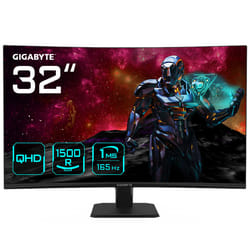 GIGABYTE GS32QC 31.5" Moniteur de jeu incurvé QHD - 2560 x 1440 (QHD), 165Hz, 1ms, 300 cd/m², FreeSync Premium, prêt pour HDR, HDMI 2.0, DisplayPort 1.4