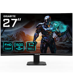 GIGABYTE Moniteur de jeu incurvé GS27FC 27" FHD - 1920 x 1080 (FHD), 180Hz, 1ms, 250 cd/m², FreeSync Premium, prêt pour HDR, HDMI 2.0, DisplayPort 1.4