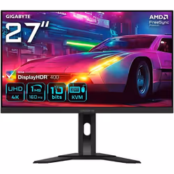 GIGABYTE M27UA, 68,6 cm (27"), 3840 x 2160 pixels, Full HD Ultra large, LED, 1 ms, Noir