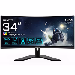 GIGABYTE G34WQCP, 86,4 cm (34"), 3440 x 1440 pixels, Quad HD, LED, 1 ms, Noir