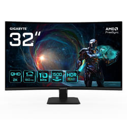 GIGABYTE GS27QCA 27" Moniteur Gaming Incurvé QHD - 2560 x 1440, 180Hz, 1ms, 250 cd/m², FreeSync, HDR Ready, HDMI 2.0, DisplayPort 1.4