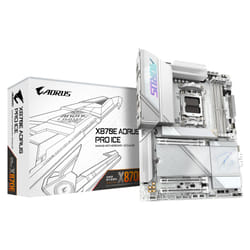 GIGABYTE Carte mère X870E AORUS PRO ICE - Prend en charge les processeurs AMD Ryzen 9000, VRM numérique 16+2+2 phases, jusqu'à 8000MHz DDR5 (OC), 4xM.2 + 4xPCIe 5.0, Wi-Fi 7, LAN 2.5GbE, USB 3.2 Gen 2x2