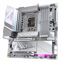 GIGABYTE Carte mère Z890M AORUS ELITE WIFI7 ICE - Prend en charge les processeurs Intel Core Ultra (Série 2), VRM à 12+1+2 phases, jusqu'à 8800MHz DDR5 (OC), 1xPCIe 5.0 + 2xPCIe 4.0, Wi-Fi 7, LAN 2.5GbE, USB 4 - Vue supplémentaire 4