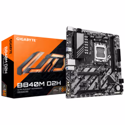 GIGABYTE B840M D2H Carte mère - Processeurs AMD Ryzen 9000, VRM 5+2+2 phases, jusqu'à 7600 MHz DDR5, 1xPCIe 4.0 + 1xPCIe 3.0 ...