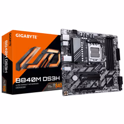 GIGABYTE B840M DS3H Carte mère - Processeurs AMD Ryzen 9000, VRM 8+2+2 phases, jusqu'à 8200 MHz DDR5, 2xPCIe 4.0 M.2, LAN 2.5 ...