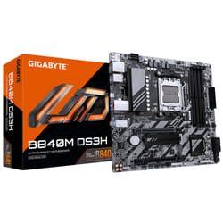 GIGABYTE B840M DS3H Carte mère - Processeurs AMD Ryzen 9000, VRM 8+2+2 phases, jusqu'à 8200 MHz DDR5, 2xPCIe 4.0 M.2, LAN 2.5GbE, USB 3.2 Gen 1