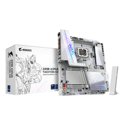 GIGABYTE Z890 AORUS TACHYON ICE Carte Mère – Processeurs Intel Core Ultra (série 2), VRM 18+1+2 phases, jusqu'à 9500 MHz DDR5 (O.C), 1 x PCIe 5.0 + 3 x PCIe 4.0, Wi-Fi 7, LAN 5 GbE, USB 3.2 Gen 2x2