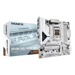 GIGABYTE B850M EAGLE WIFI6E ICE Carte Mère – Processeurs AMD Ryzen série 9000, VRM numérique 8+2+2 phases, jusqu’à 8200 MHz DDR5 (OC), 1 x M.2 PCIe 5.0 + 1 x PCIe 4.0, Wi-Fi 6E, LAN 2.5 GbE, USB 3.2 Gen 2
